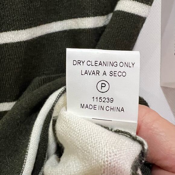 Pink Clover Womens Valencia Curved Ribbed Hem Sweater Olive‎ S Petite Stich Fix - Picture 3 of 6